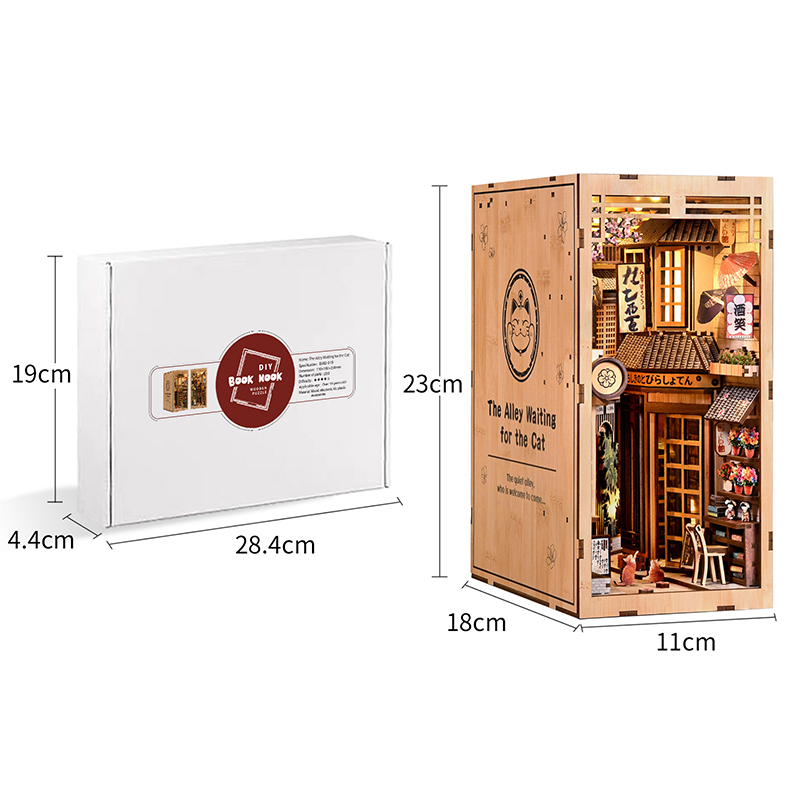LED Wooden Book Nook Kit DIY 3 - Model Kit House 评论和价格