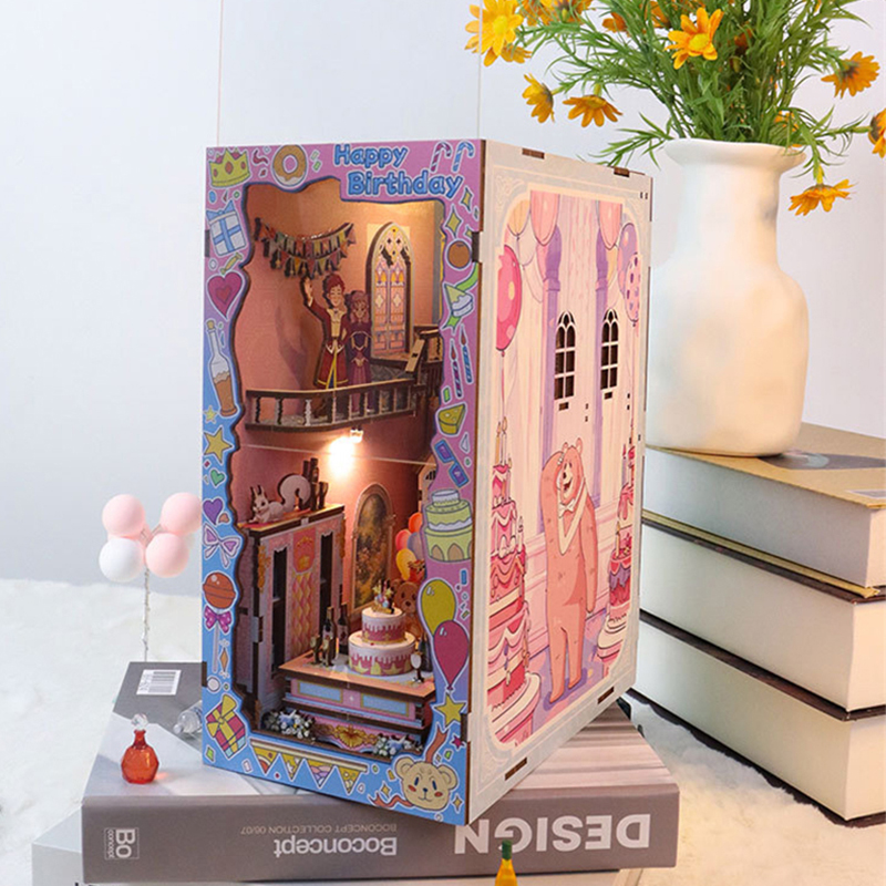 DIY Wooden Book Nook Shelf Ins - Model Kit House 评论和价格